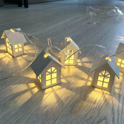 Fairy Wood House Lights String For Christmas Village Decoration