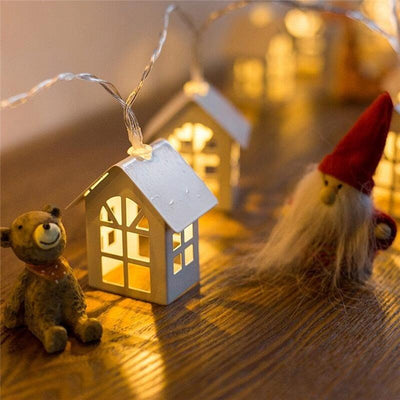 Fairy Wood House Lights String For Christmas Village Decoration