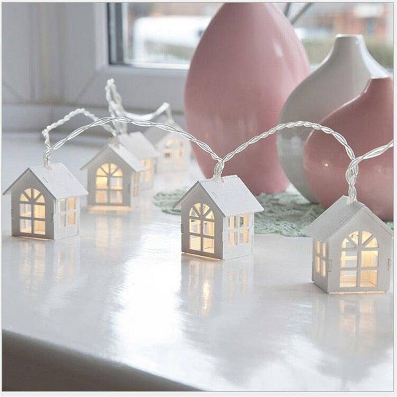 Fairy Wood House Lights String For Christmas Village Decoration