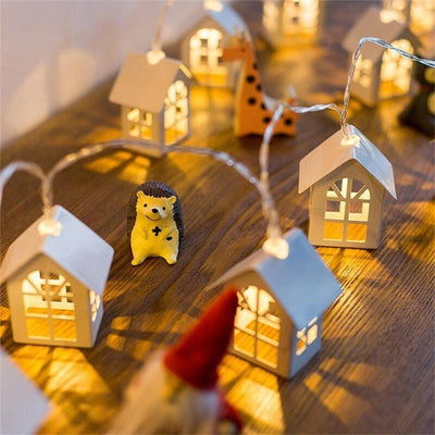 Fairy Wood House Lights String For Christmas Village Decoration