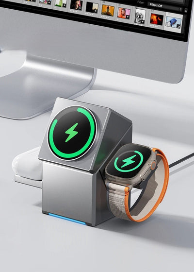 3-in-1 Fast Wireless Charger Magnetic Stand For IPhone Apple Devices