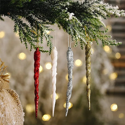 Faux Icicle Christmas Ornaments Winter Tree Decorations For Holidays