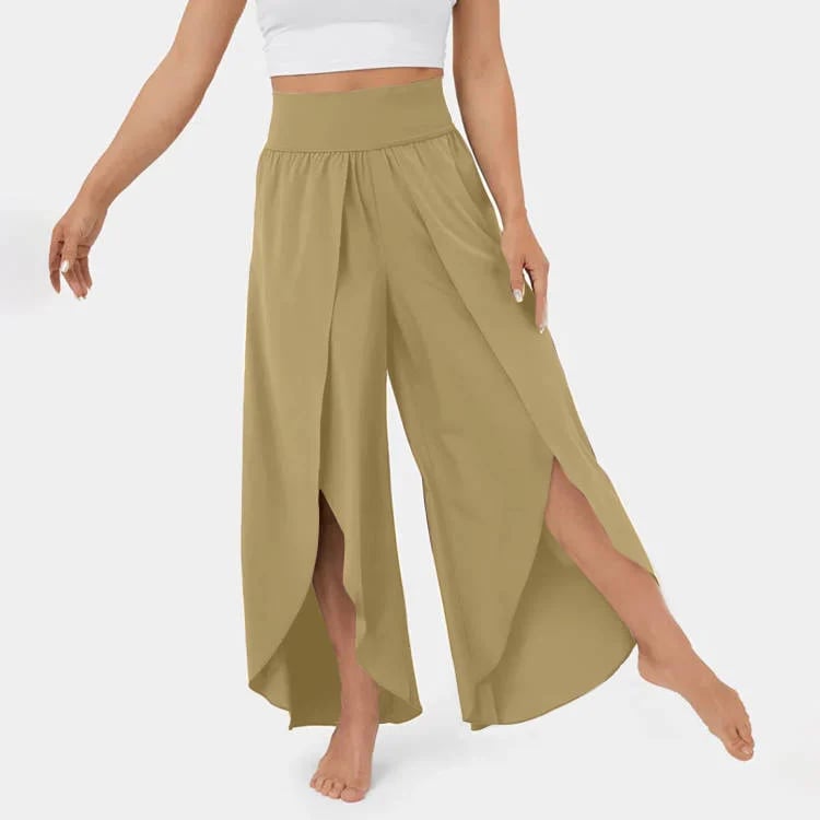 High Waisted Wide Leg Pants Split Casual Quick Dry Design