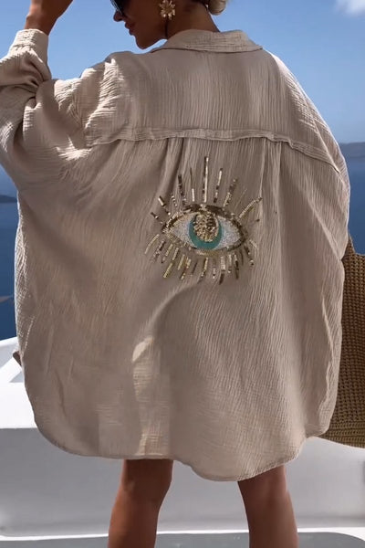 Casual Sequin Beaded Shirt Stylish Elegant Party Top