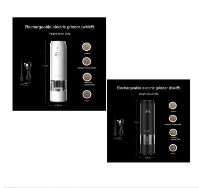 Rechargeable Electric Pepper Grinder Set Adjustable Coarseness LED Light