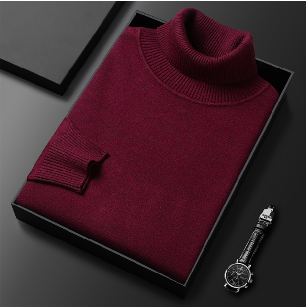 Men's Cashmere Turtleneck Sweater Solid Color Soft Warm Knit