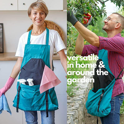 Cross Back Gardening Apron With Deep Kangaroo Pockets For Tools