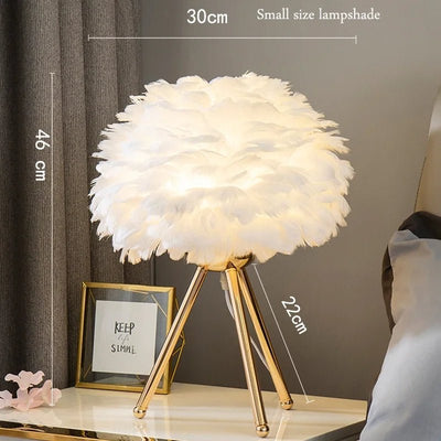 Feather Table Lamp LED Soft Light For Bedroom Dining Coffee Ambiance