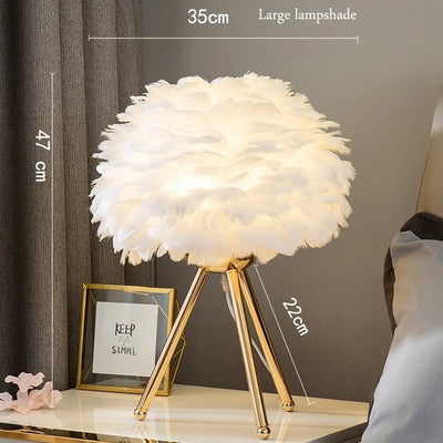 Feather Table Lamp LED Soft Light For Bedroom Dining Coffee Ambiance