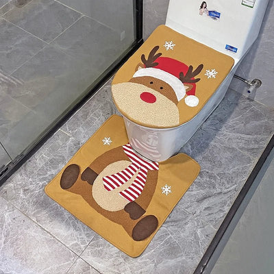 Festive Santa Christmas Toilet Seat Covers Holiday Bathroom Decor