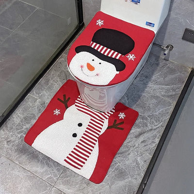 Festive Santa Christmas Toilet Seat Covers Holiday Bathroom Decor