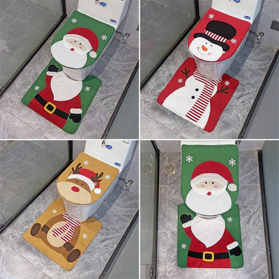 Festive Santa Christmas Toilet Seat Covers Holiday Bathroom Decor