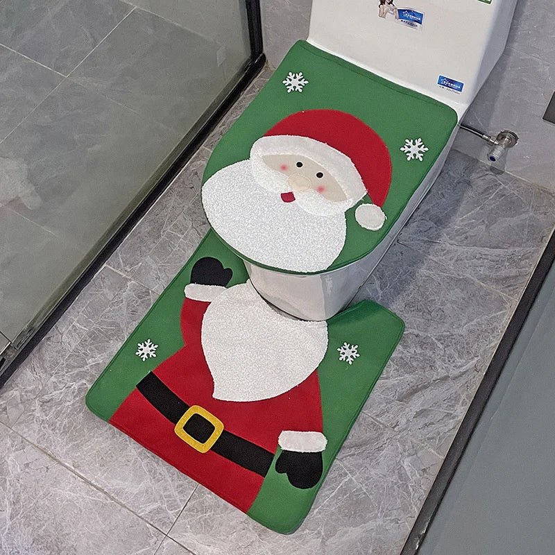 Festive Santa Christmas Toilet Seat Covers Holiday Bathroom Decor