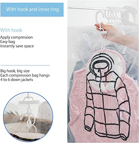 Hanging Vacuum Storage Bags Space Saving Clothes Organizer Set