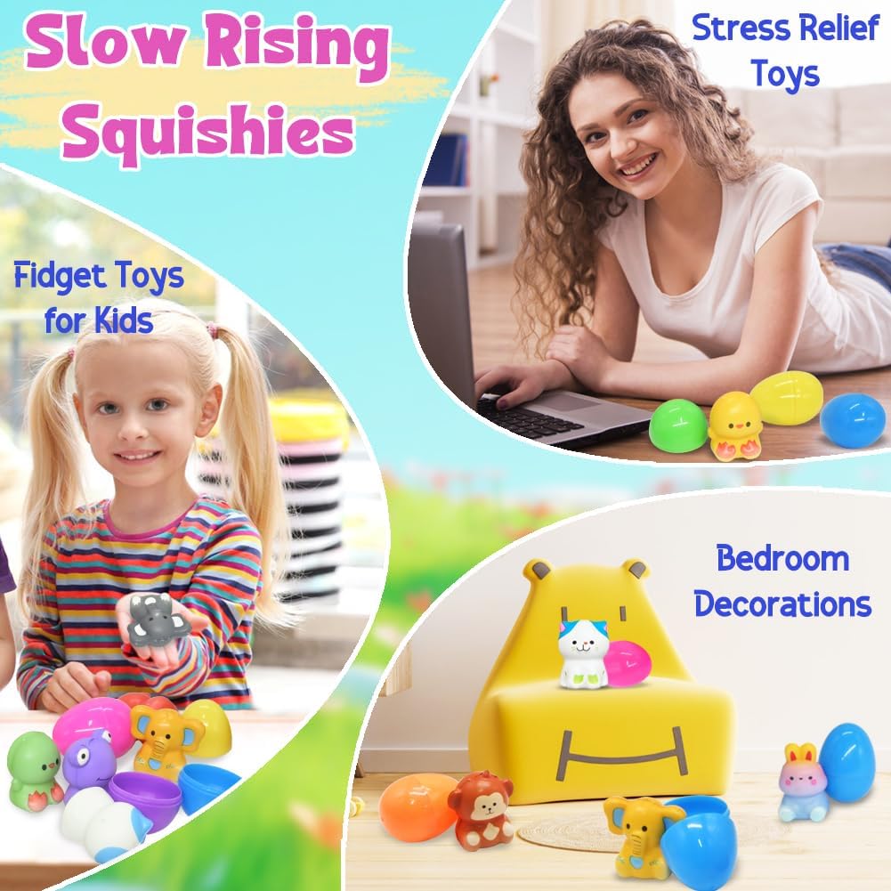 24 PCS Easter Squishy Toys Prefilled Slow Rising Eggs Set