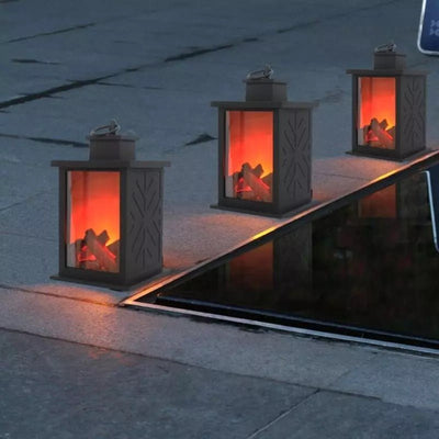 Fireplace Lantern Lamp LED Hanging Decorative Simulation Light