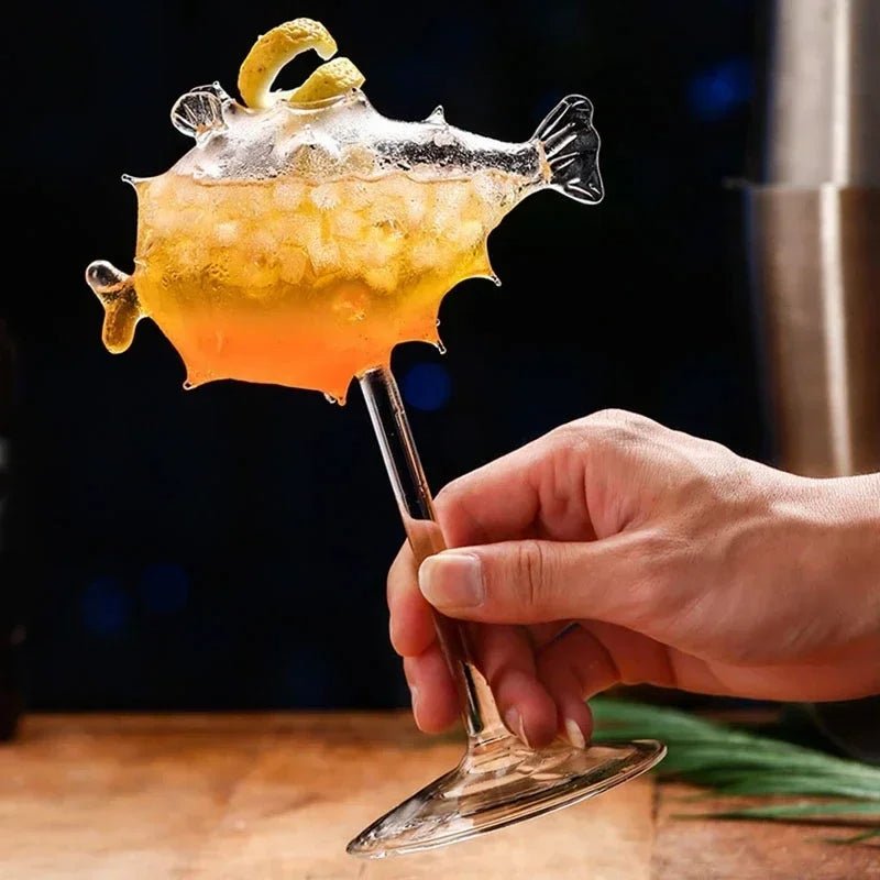 Fish Shaped Cocktail Glass Set Porcupine Jellyfish Swan Bird Goblets