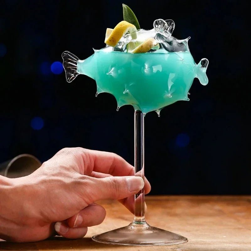 Fish Shaped Cocktail Glass Set Porcupine Jellyfish Swan Bird Goblets