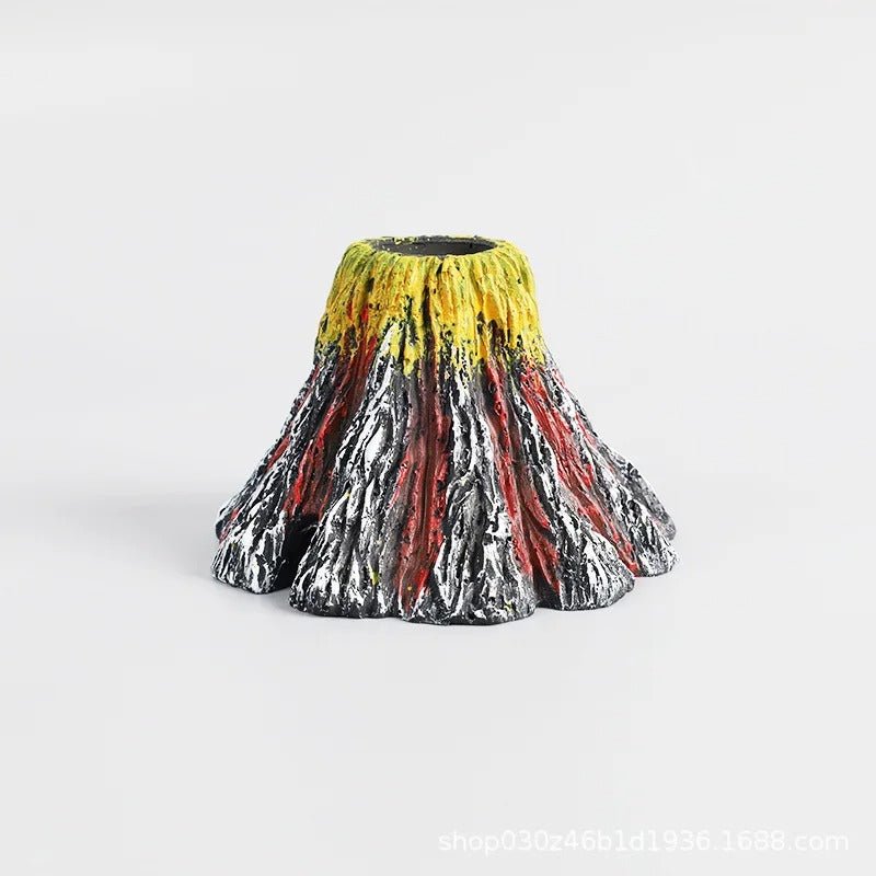 Fish Tank Volcano Bubbler Aquarium LED Light Air Stone Decoration Kit