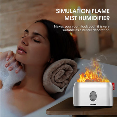 Flame Mist Humidifier With Warm Air Diffuser For Home Use