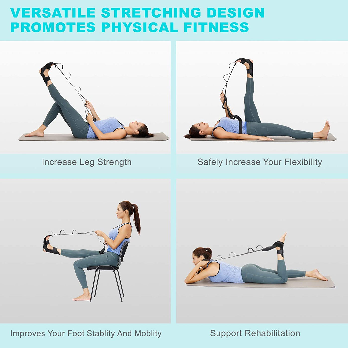 Leg Stretcher Strap For Flexibility And Lower Back Pain Relief