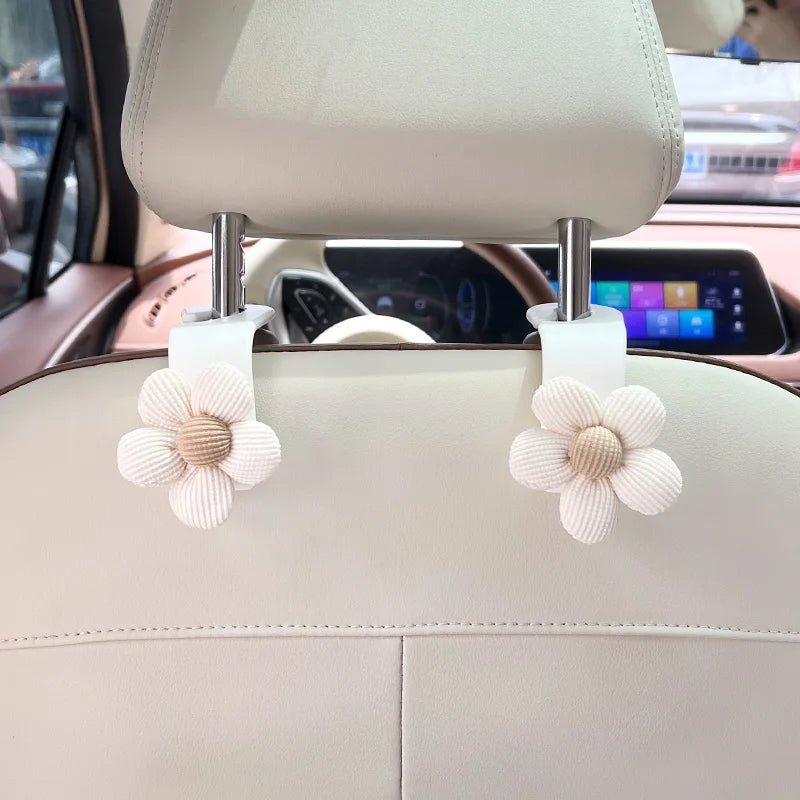 Floral Car Seat Hooks Stylish Backseat Accessories For Bags Clothes