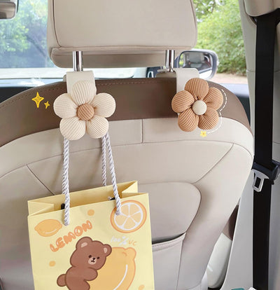 Floral Car Seat Hooks Stylish Backseat Accessories For Bags Clothes