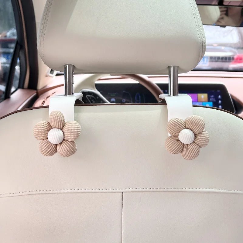 Floral Car Seat Hooks Stylish Backseat Accessories For Bags Clothes