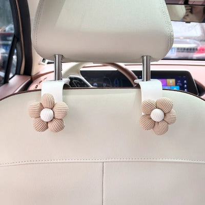 Floral Car Seat Hooks Stylish Backseat Accessories For Bags Clothes