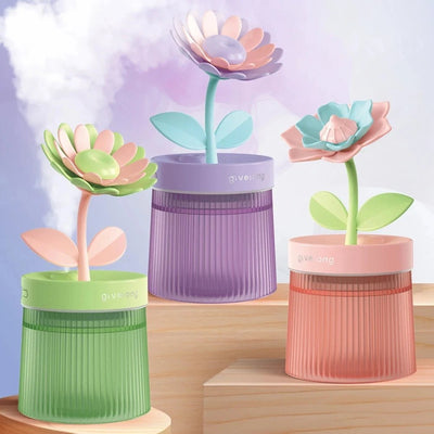 Flower Air Humidifier USB Aromatherapy Diffuser With Light For Bedroom Car Desk