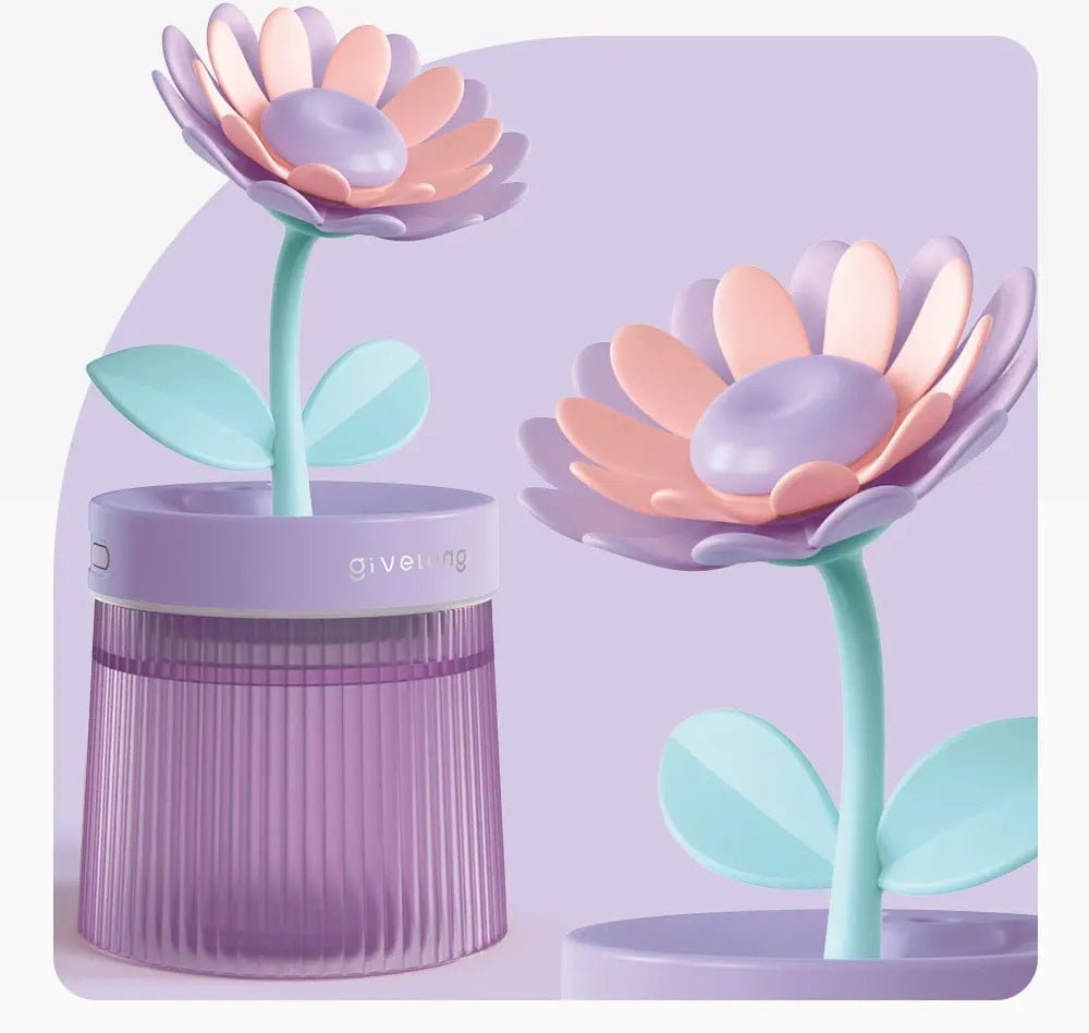 Flower Air Humidifier USB Aromatherapy Diffuser With Light For Bedroom Car Desk