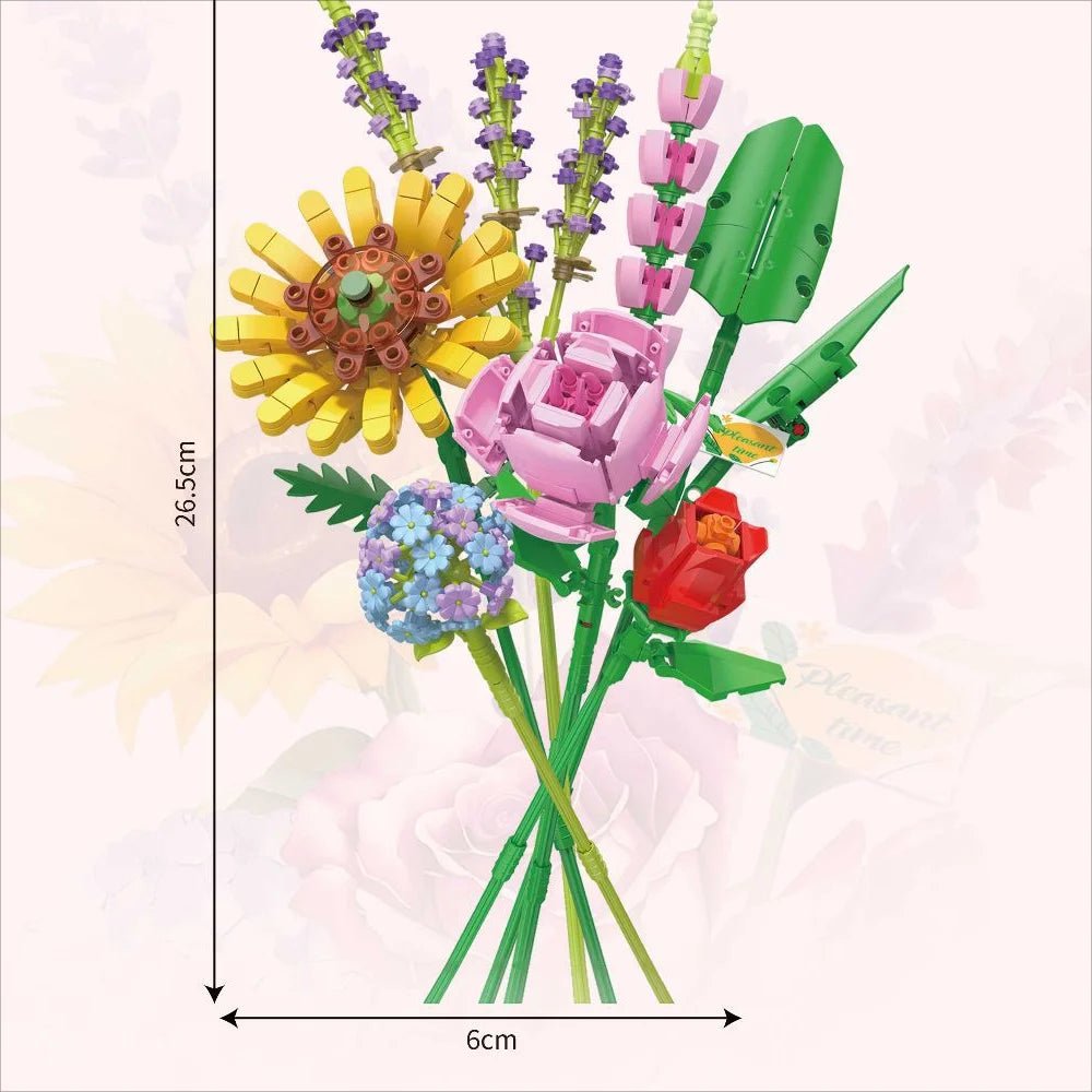 Flower Bouquet Mini Blocks 3D Puzzle Creative Building Fun Gift