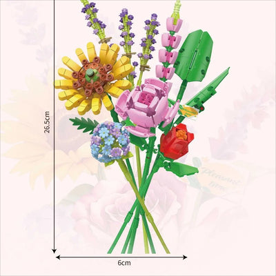 Flower Bouquet Mini Blocks 3D Puzzle Creative Building Fun Gift