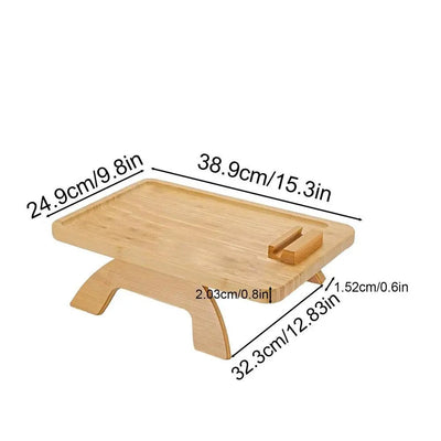 Foldable Bamboo Couch Arm Table Tray For Drinks Snacks And Remotes