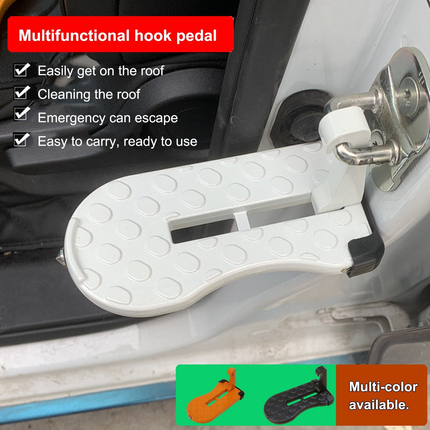 Foldable Car Door Step Pedal With Universal Latch Hook Accessory
