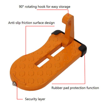 Foldable Car Door Step Pedal With Universal Latch Hook Accessory