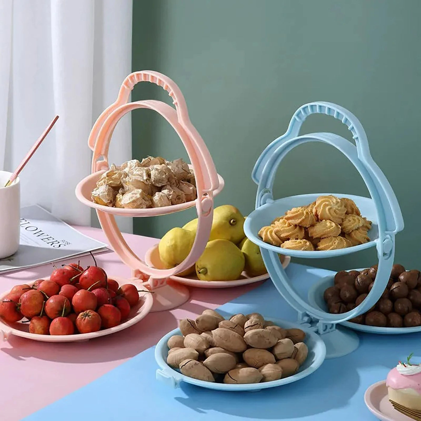 Foldable Fruit Plate Creative Tray For Dessert Display And Serving