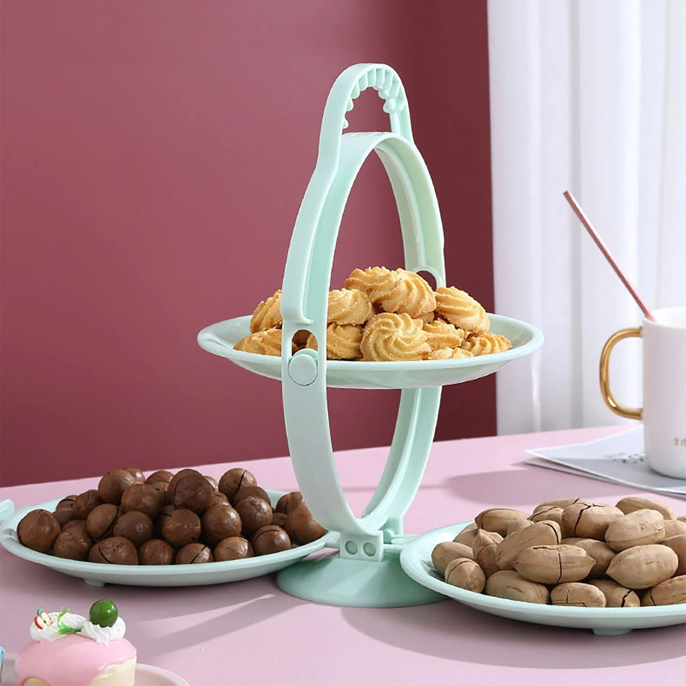 Foldable Fruit Plate Creative Tray For Dessert Display And Serving