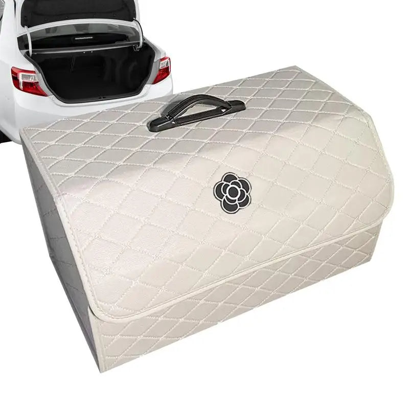 Car Trunk Organizer Large Capacity Foldable PU Leather Storage Box