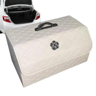 Car Trunk Organizer Large Capacity Foldable PU Leather Storage Box