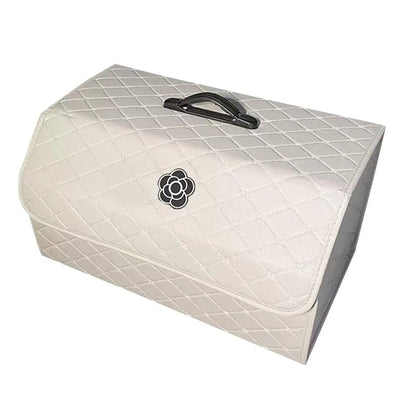 Car Trunk Organizer Large Capacity Foldable PU Leather Storage Box