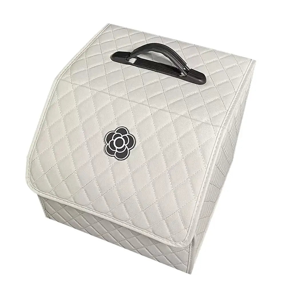 Car Trunk Organizer Large Capacity Foldable PU Leather Storage Box