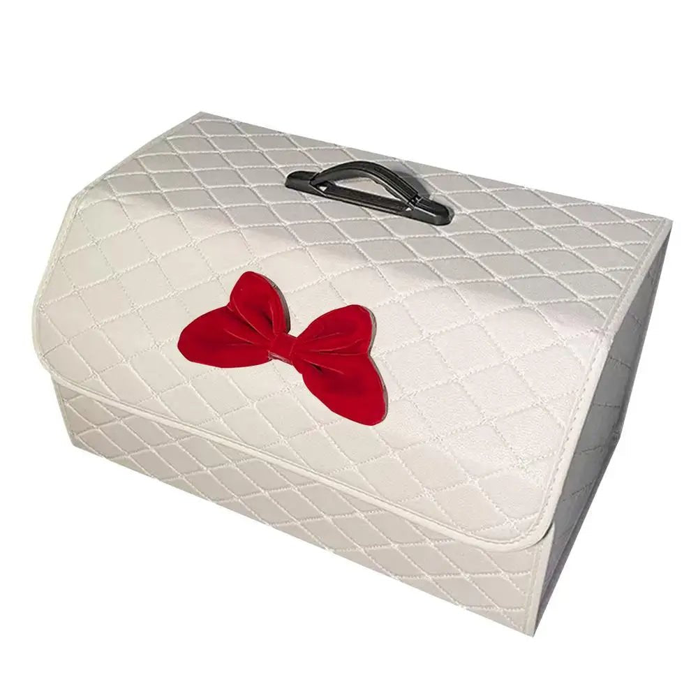 Car Trunk Organizer Large Capacity Foldable PU Leather Storage Box