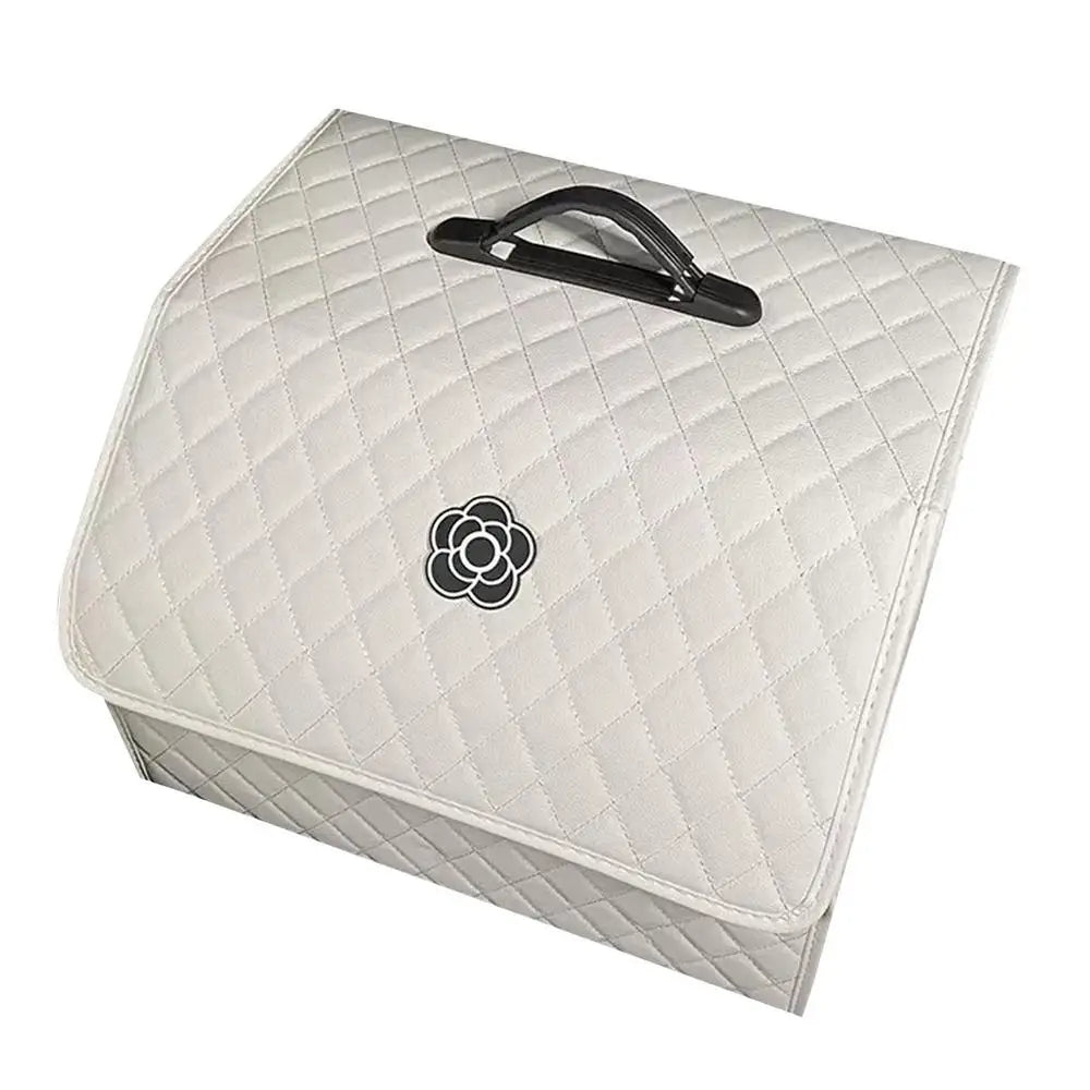 Car Trunk Organizer Large Capacity Foldable PU Leather Storage Box
