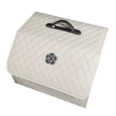 Car Trunk Organizer Large Capacity Foldable PU Leather Storage Box