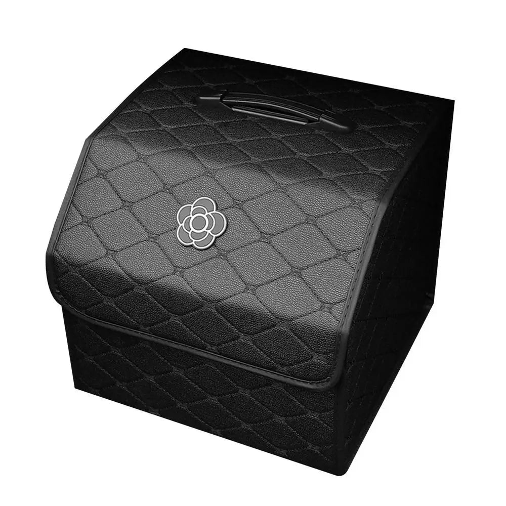 Car Trunk Organizer Large Capacity Foldable PU Leather Storage Box