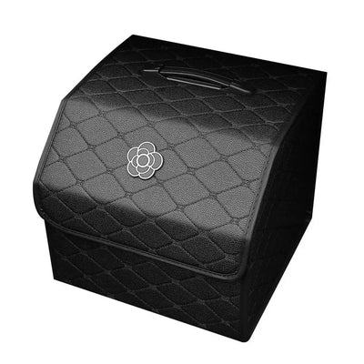 Car Trunk Organizer Large Capacity Foldable PU Leather Storage Box
