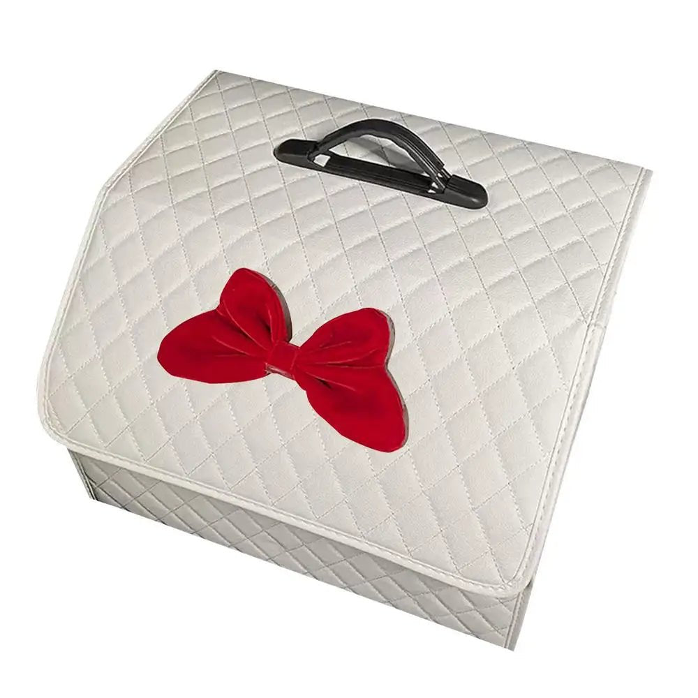 Car Trunk Organizer Large Capacity Foldable PU Leather Storage Box
