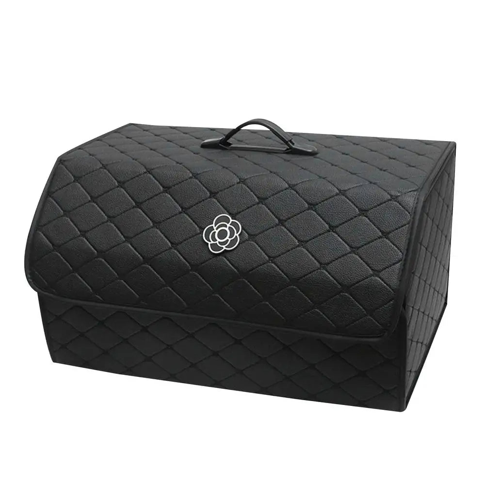 Car Trunk Organizer Large Capacity Foldable PU Leather Storage Box