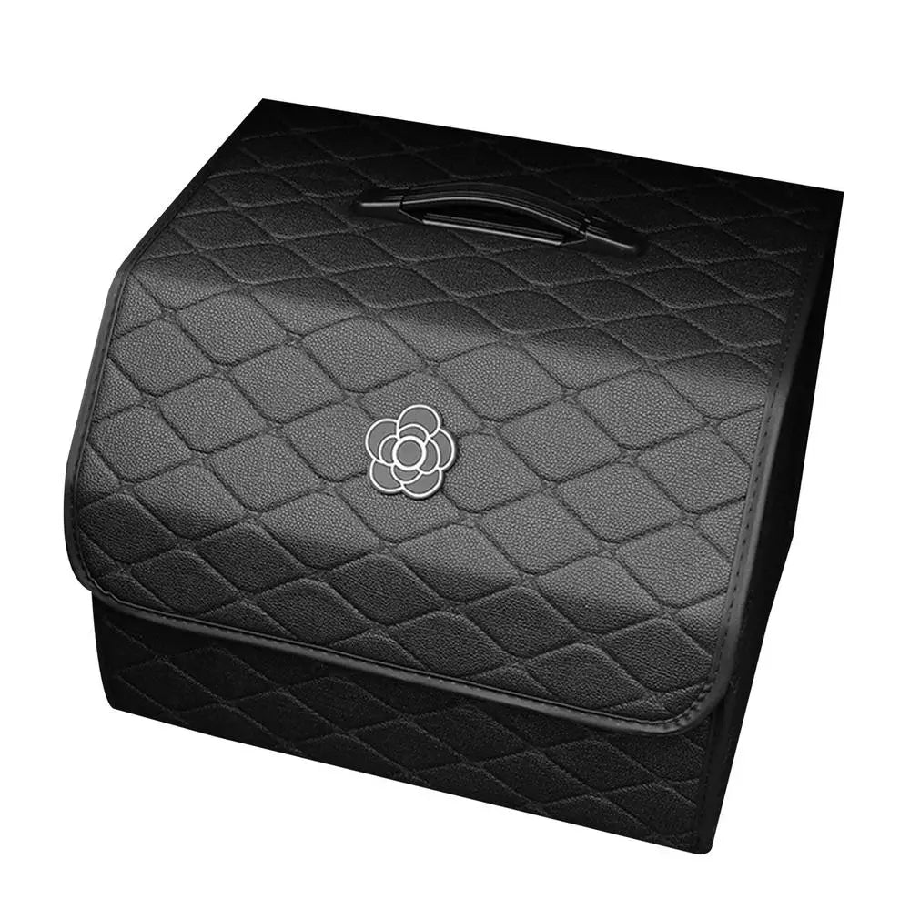 Car Trunk Organizer Large Capacity Foldable PU Leather Storage Box